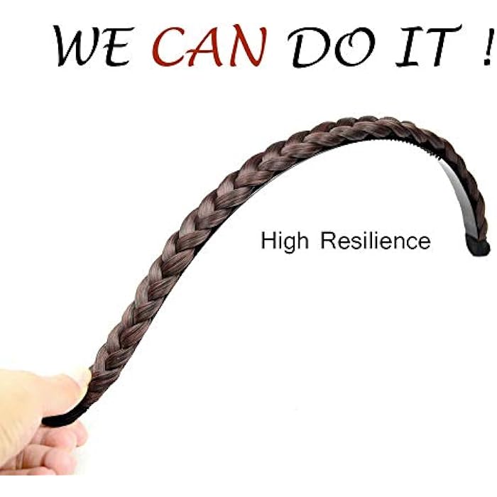 APSAMBR-0.6inch Braided Headband With Teeth Braids Hairband With Tooth Synthetic Hair Band Plaited Hairband For Women - Image 4